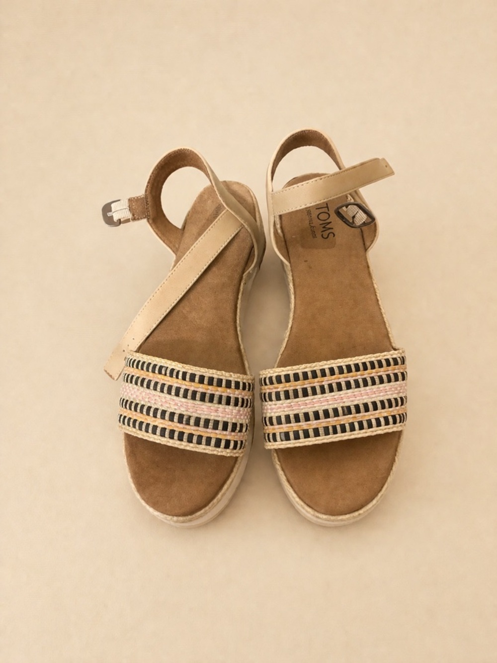 Toms Beige Tan Woven-Detail Sandals